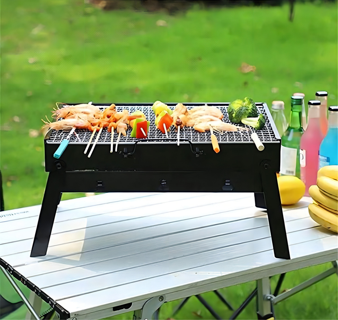 Parrilla Plegable Portátil Camping Carbon Color Negro