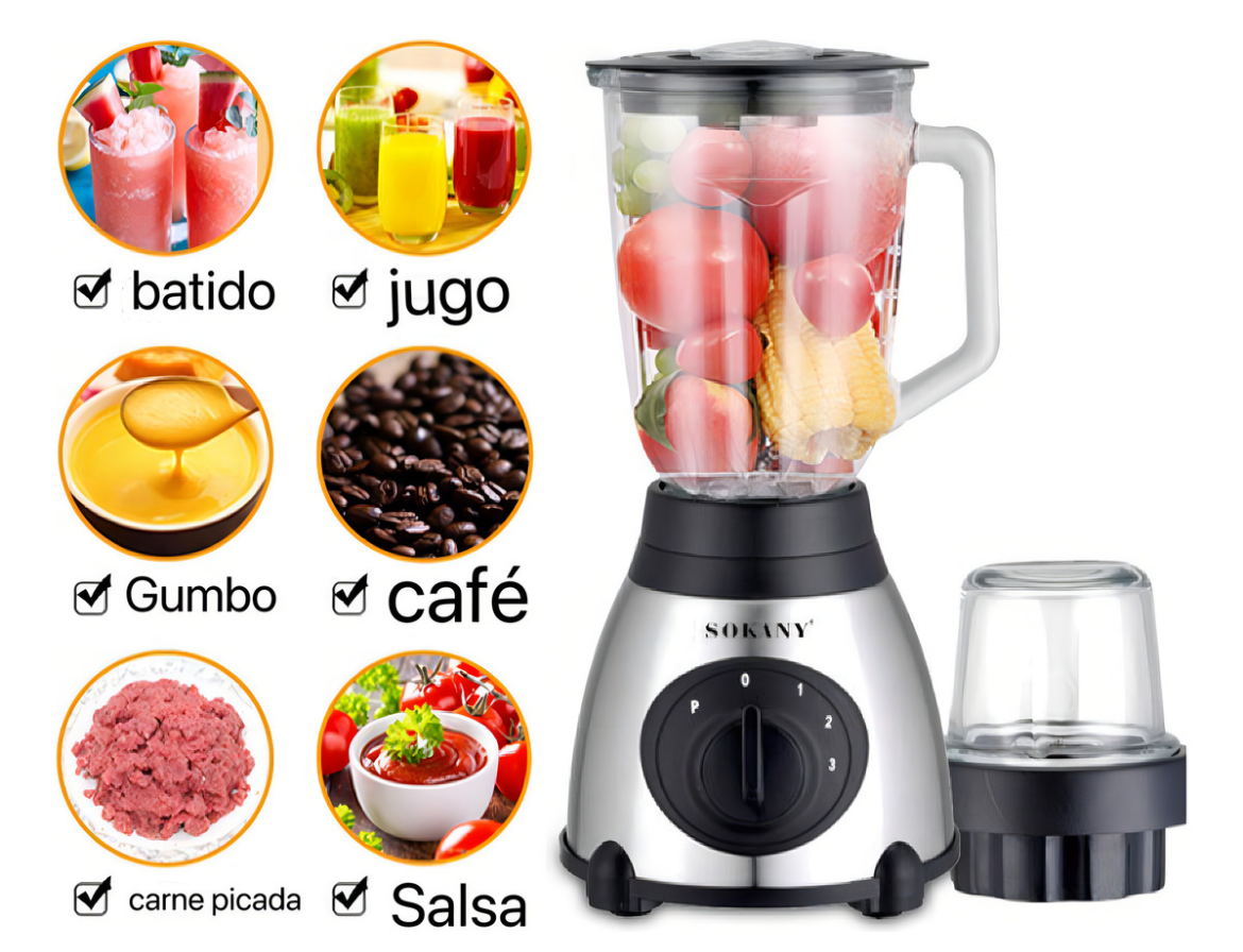 Licuadora Multifuncional De Vidrio 2 En 1 Picadora Juguera